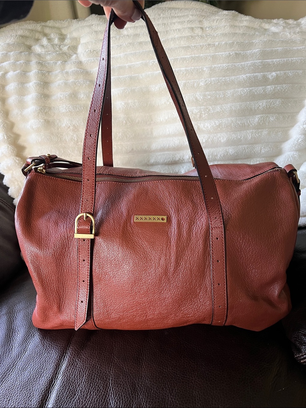 NWOT! KATE SPADE SATURDAY British Tan Leather DUFFEL with  Gold Hardware